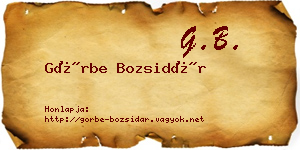 Görbe Bozsidár névjegykártya